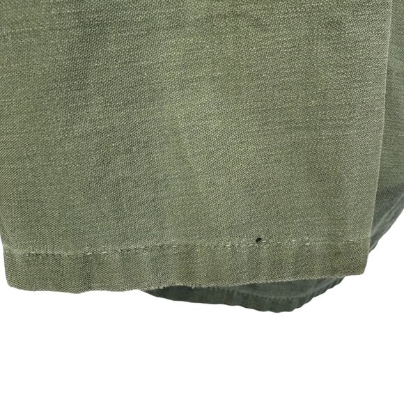 Vintage 60s Army Olive Green Cotton Sateen Shirt Medium - Picture 8 of 10